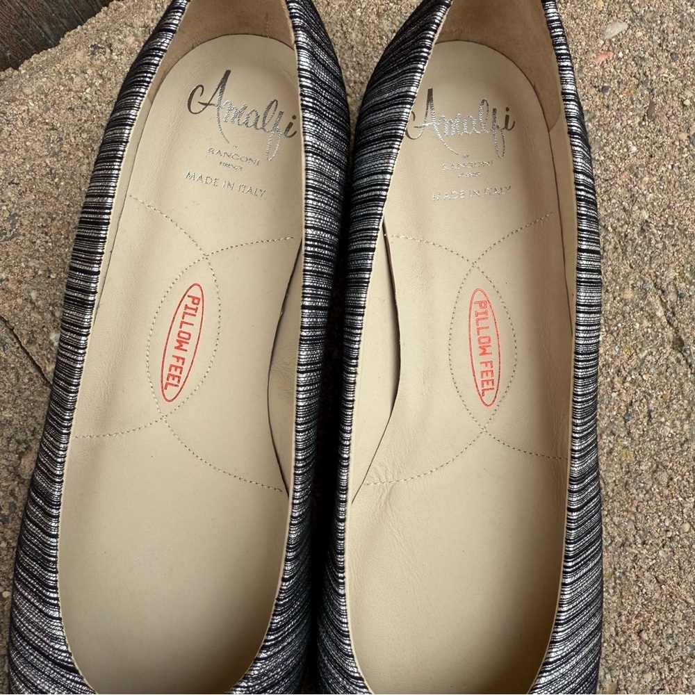 Rangoni Amalfi Women’s Silver Gray Mito Pump Block Heel Leather Italy Size 6.5 - Picture 3 of 12